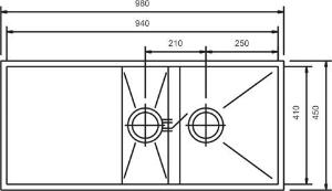 Cuba Planar Dupla Franke 98x45 cm com Acessrios