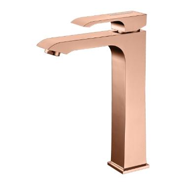 Misturador Monocomando para Lavatrio de Mesa Bica Alta Fashion Rose Gold
