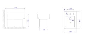 Bid com 3 Furos Quadratta Branco- B.44.17