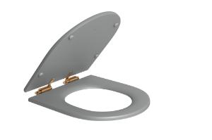 Assento Polister Slow Close Carrara/Lk/Nuova/Level Cinza Fosco / Gold Matte