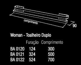 Porta Toalha Duplo 30 cm Woman Cromado