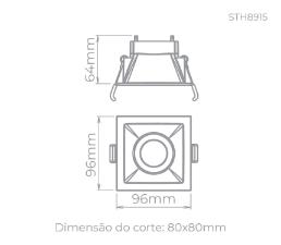 Embutido Direcionvel Square Mr 16 Preto