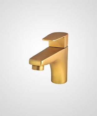 Misturador Monocomando para  Lavatrio de Mesa Bica Baixa Led Dourado Fosco