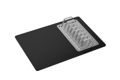 Tbua de Vidro Multiuso de Cozinha Inox e Preto