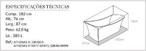 Banheira Athenas Air Massage 76 x 182cm Branca