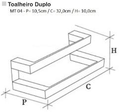 Porta Toalha Duplo 30cm Metric Cromado