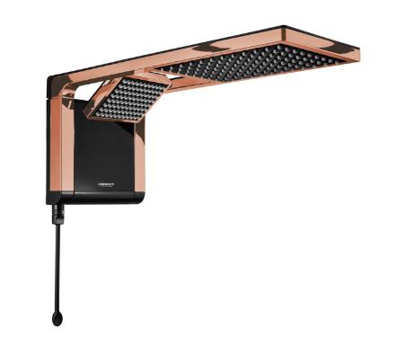 Chuveiro Acqua Duo Ultra Eletrnico Com Ducha 220V 6800W Preto e Rose Gold