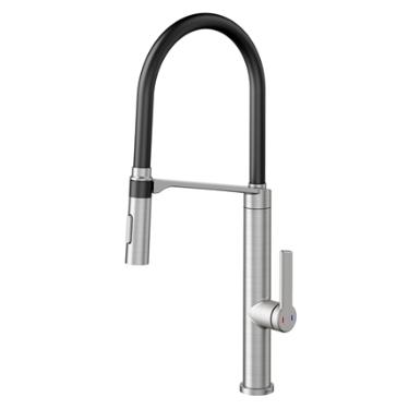Misturador Monocomando para Cozinha de Mesa Doc Inox Escovado e Preta