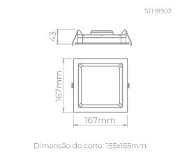 Painel de Embutir Deep 12w 3000k Preto