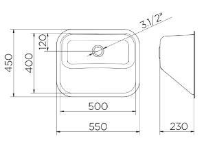 Tanque Monobloco Embutir/Sobrepor com Vlvula 55x45 Polido