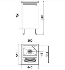 Gabinete com Tanque 44x52 com Vlvula Inox