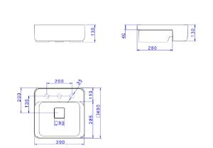 Cuba Semiencaixe com Mesa Quadrada bano Fisco - L.61040.M.94