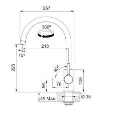 Misturador Monocomando para Cozinha de Mesa Lina com Bica em J Altal Giratria Inox
