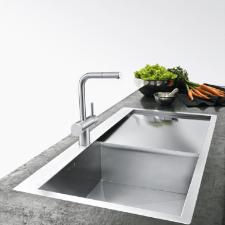 Misturador Monocomando para Cozinha de Mesa Atlas Neo com Bica em L Alta Extensvel Inox Escovado