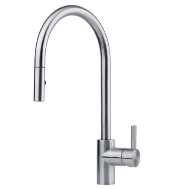 Misturador Monocomando para Cozinha de Mesa Eos Neo Com  Bica em J Alta Extensvel Inox Escovado