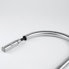 Misturador Monocomando para Cozinha de Mesa Eos Neo Com  Bica em J Alta Extensvel Inox Escovado