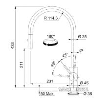 Misturador Monocomando para Cozinha de Mesa Eos Neo Com  Bica em J Alta Extensvel Inox Escovado