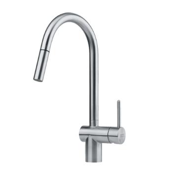 Misturador Monocomando para Cozinha de Mesa Leda Neo com Bica em J Alta Extensvel Inox Escovado