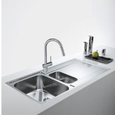 Misturador Monocomando para Cozinha de Mesa Leda Neo com Bica em J Alta Extensvel Inox Escovado