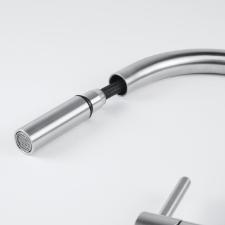 Misturador Monocomando para Cozinha de Mesa Leda Neo com Bica em J Alta Extensvel Inox Escovado