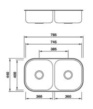 Cuba Dupa Luxo 74,5X40 CD-36 Inox Polido