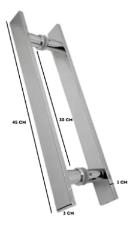 Puxador Ao Inox 304 45cm (30cm entre furos) Barra Chata Porta Vidro Madeira Porto