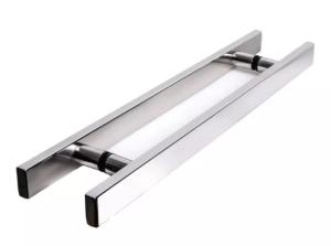 Puxador Alumnio Polido 40cm (30cm Entre Furos) Barra Chata Porta Vidro Madeira Porto