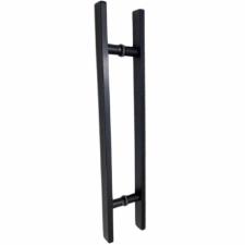 Puxador Preto 40cm (30cm Entre Furos) Barra Chata Porta Vidro Madeira Porto