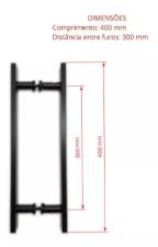 Puxador Preto 40cm (30cm Entre Furos) Barra Chata Porta Vidro Madeira Porto