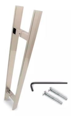 Puxador Ao Inox 304 60cm (40cm entre furos) Barra Chata Porta Vidro Madeira Porto