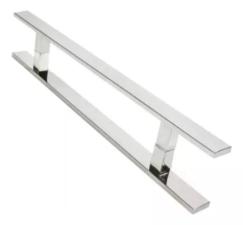 Puxador Ao Inox 304 60cm (40cm entre furos) Barra Chata Porta Vidro Madeira Porto