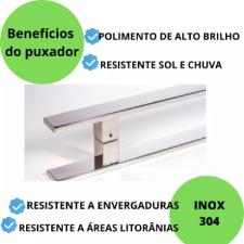 Puxador Ao Inox 304 60cm (40cm entre furos) Barra Chata Porta Vidro Madeira Porto