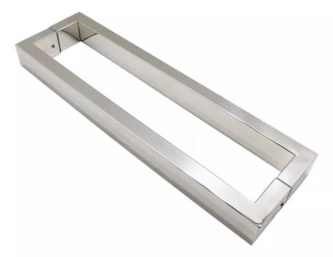 Puxador Inox 304 82cm (80cm entre furos) Modelo U Porta Vidro Madeira Porto