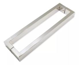 Puxador Inox 304 82cm (80cm entre furos) Modelo U Porta Vidro Madeira Porto