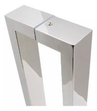 Puxador Inox 304 102cm (100cm - 1 metro entre furos) Modelo U Porta Vidro Madeira Porto