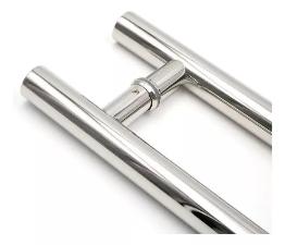 Puxador Ao Inox 304 30cm (20cm Entre Furos) Tubular Redondo Porta Vidro Madeira Porto