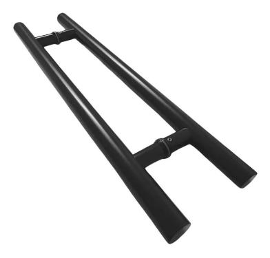 Puxador Ao Inox 304 Preto Tubular Redondo 45cm (30cm Entre Furos) Porta Vidro Madeira Porto