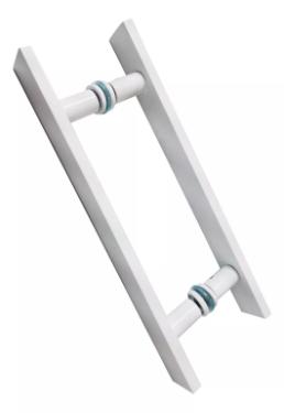 Puxador Branco 60cm (40cm Entre Furos) Barra Chata Porta Vidro Madeira Porto