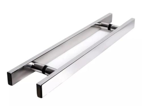 Puxador Alumnio Polido 80cm (60cm Entre Furos) Barra Chata Porta Vidro Madeira Porto