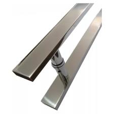 Puxador Alumnio Polido 80cm (60cm Entre Furos) Barra Chata Porta Vidro Madeira Porto