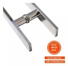 Puxador Ao Inox 304 100cm (1 metro) - (80cm entre furos) Barra Chata Porta Vidro Madeira Porto