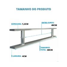 Puxador Ao Inox 304 60cm (40cm entre furos) Barra Chata Porta Vidro Madeira Porto