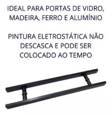 Puxador Inox 304 Preto 80cm (60cm entre furos) Barra Chata Porta Vidro Madeira Porto