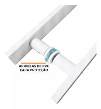 Puxador Ao Inox 304 Branco 45cm (30cm entre furos) Barra Chata Porta Vidro Madeira Porto