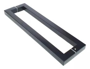 Puxador Inox Preto 31,5cm (30cm entre furos) Modelo U Porta Vidro Madeira Porto