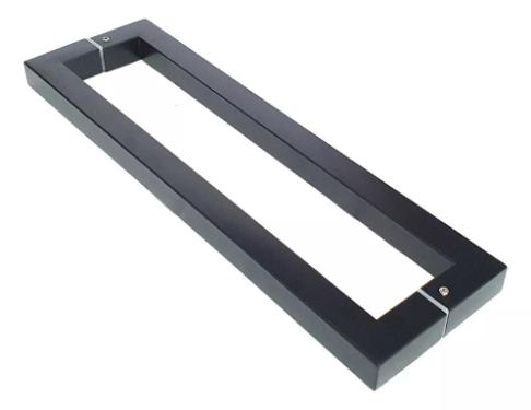 Puxador Inox Preto 31,5cm (30cm entre furos) Modelo U Porta Vidro Madeira Porto