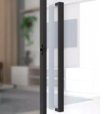 Puxador Inox Preto 31,5cm (30cm entre furos) Modelo U Porta Vidro Madeira Porto