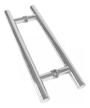 Puxador Ao Inox 304 100cm (1 Metro) (80cm Entre Furos) Tubular Redondo Porta Vidro Madeira Porto