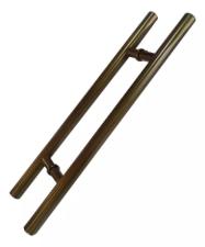 Puxador Bronze 1002 (Mais Claro) 30cm (20cm Entre Furos) Tubular Redondo Porta Vidro Madeira Porto
