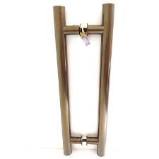 Puxador Bronze 1002 (Mais Claro) 40cm (30cm Entre Furos) Tubular Redondo Porta Vidro Madeira Porto